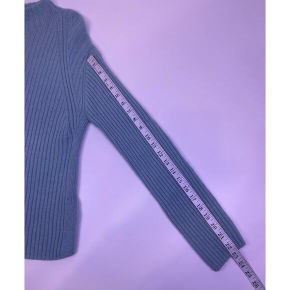 Vince Light Blue Wool Cashmere Ribbed Mock Neck Sweater Women’s Large - Picture 7 of 9
